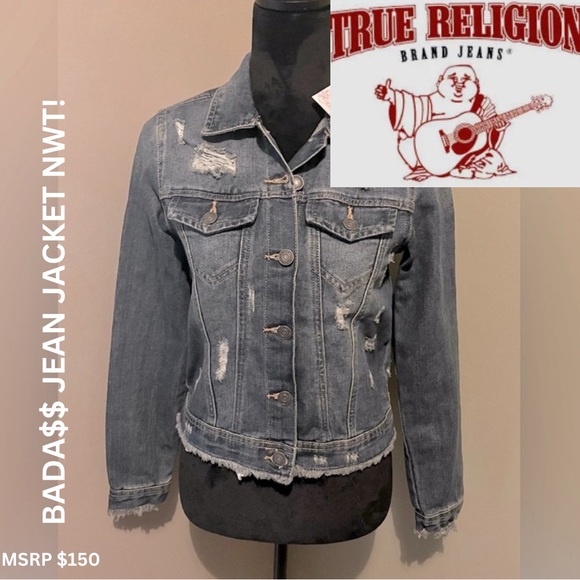 NWT! TRUE RELIGION JEAN JACKET! MATCH W/ DENIM TRUE RELIGION BAG! 5 ⭐️’S! - Picture 1 of 3